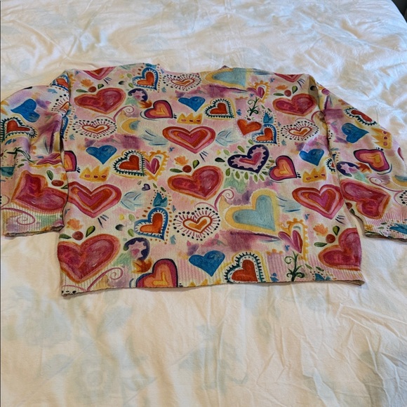 Colorful Heart Pattern Crew Sweater - Picture 7 of 10